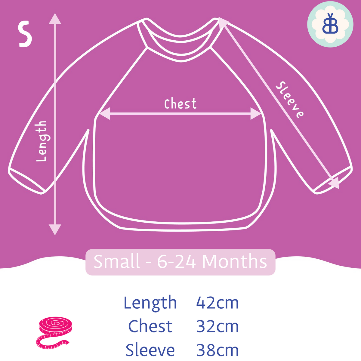 Long Sleeved Baby Bib - Pink Bow