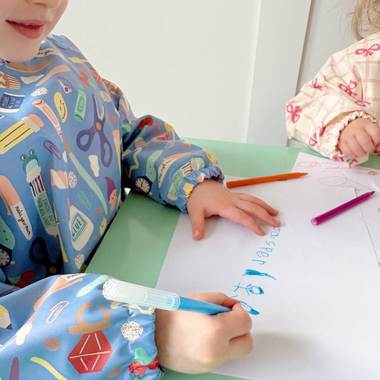 Long Sleeved Baby Bib - Crafty Print